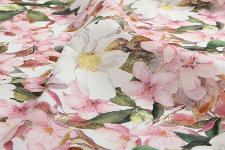 HV-A325022 Jemný bavlněný krep s květinovým vzorem Fiori di Melo
